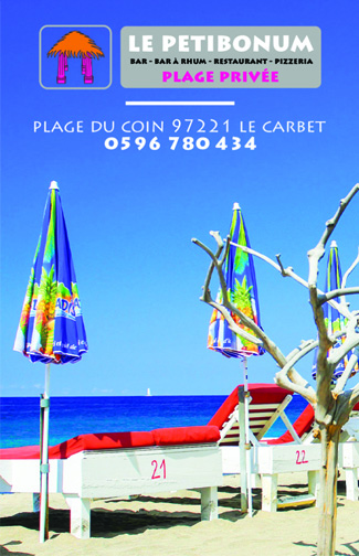 Carte mini recto Le Petibonum – Restaurant plage Martinique