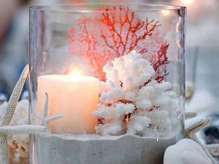 Décoration marine à base de corail présentée au Musée de la Mer en Martinique